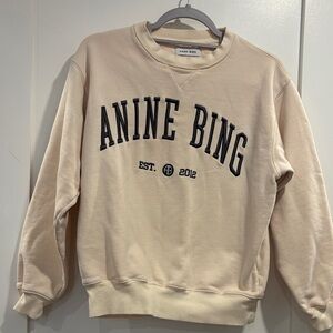 Anine Bing Beige Sweatshirt with Black Lettering